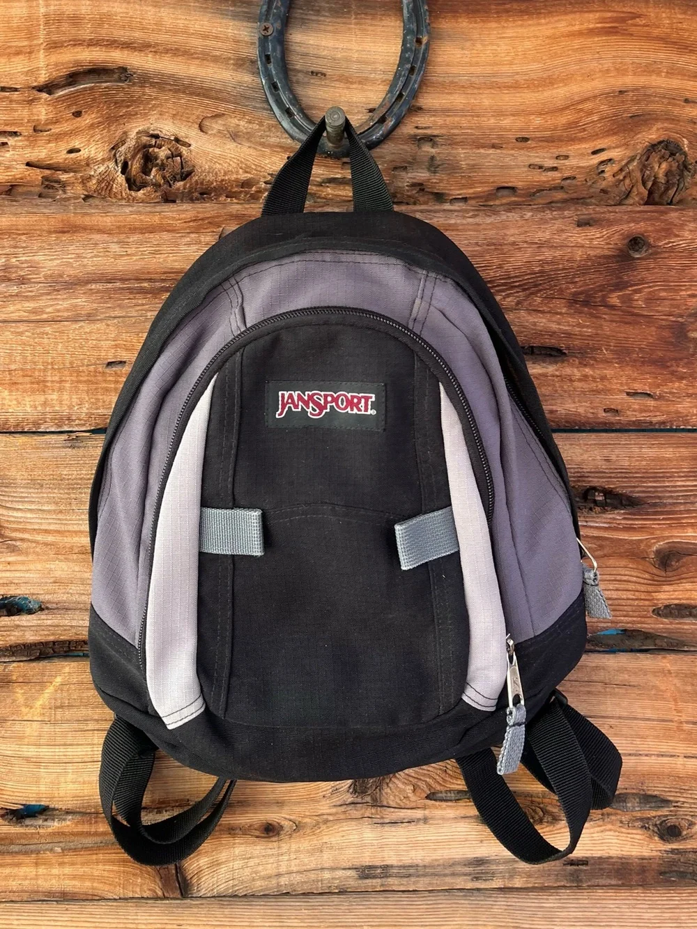 JANSPORT | Vintage Black & Gray Compact Daypack Mini Backpack